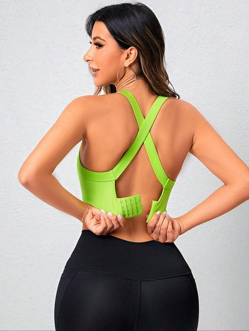 Women'S Criss Cross Cut Out Sports Vest, Solid Color Sleeveless Sports Top for Yoga Gym Workout, Ladies Sportswear Clothing for Indoor Outdoor Wear, Gym Wear, Gym Tops, Activewear
