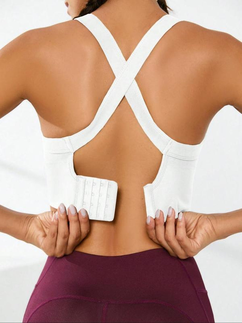 Women'S Criss Cross Cut Out Sports Vest, Solid Color Sleeveless Sports Top for Yoga Gym Workout, Ladies Sportswear Clothing for Indoor Outdoor Wear, Gym Wear, Gym Tops, Activewear