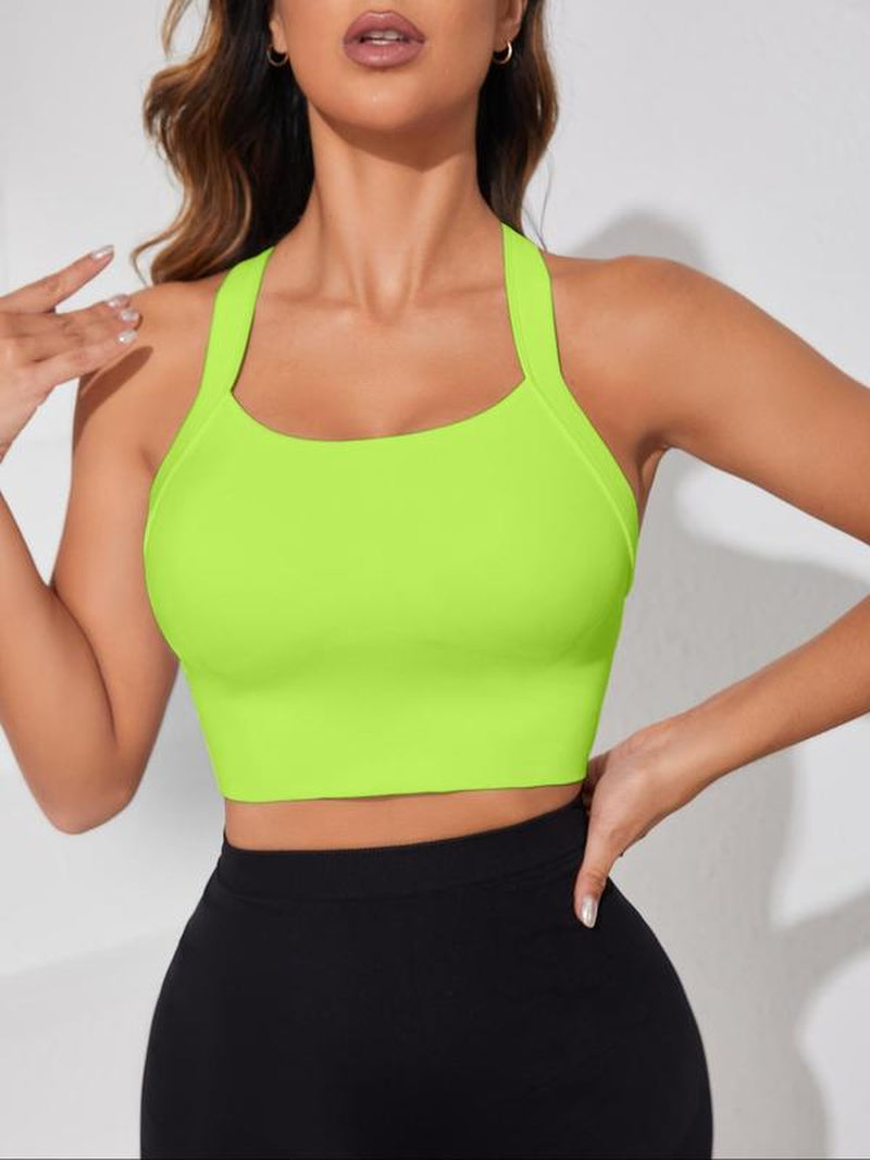 Women'S Criss Cross Cut Out Sports Vest, Solid Color Sleeveless Sports Top for Yoga Gym Workout, Ladies Sportswear Clothing for Indoor Outdoor Wear, Gym Wear, Gym Tops, Activewear