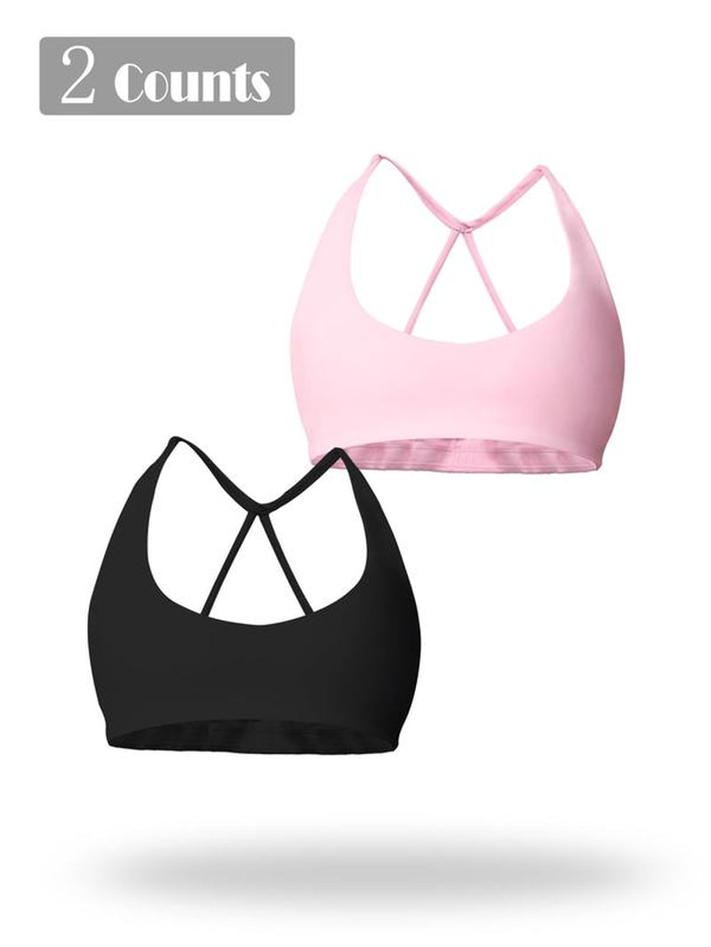 Women'S Solid Wireless Sports Bra, Breathable Comfortable Sports Bra, Gym Clothes, Pickleball Tennis Bras, Ladies Sportswear for Indoor Outdoor Wear, Sports Bra for Women, Workout Clothes Women