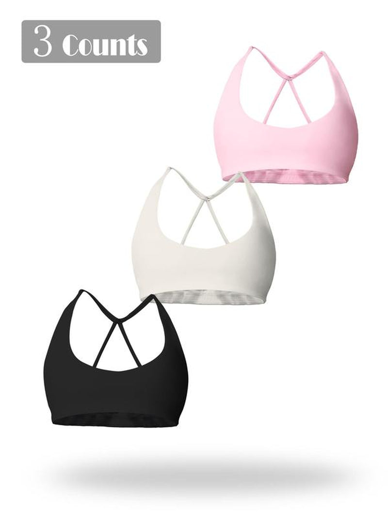 Women'S Solid Wireless Sports Bra, Breathable Comfortable Sports Bra, Gym Clothes, Pickleball Tennis Bras, Ladies Sportswear for Indoor Outdoor Wear, Sports Bra for Women, Workout Clothes Women