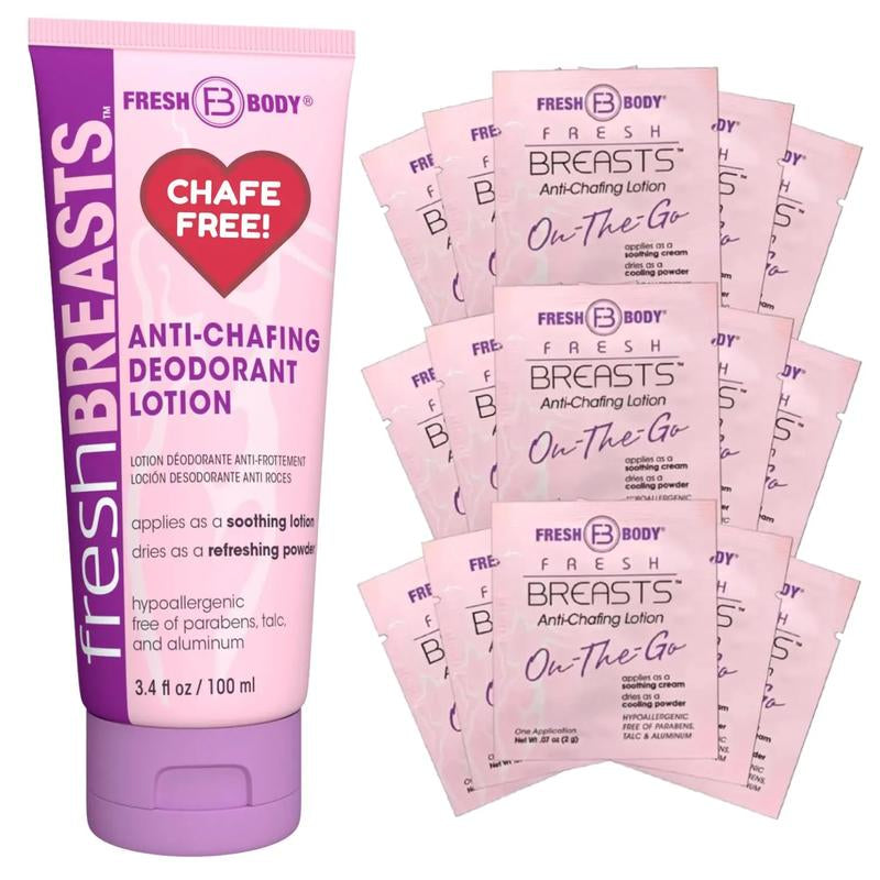 Fresh Breasts Anti-Chafing Cream to Powder for under Boobs, Inner Thighs - Lotion Made without Talc, Aluminum, Parabens or Added Fragrance Body Care Cosmetic