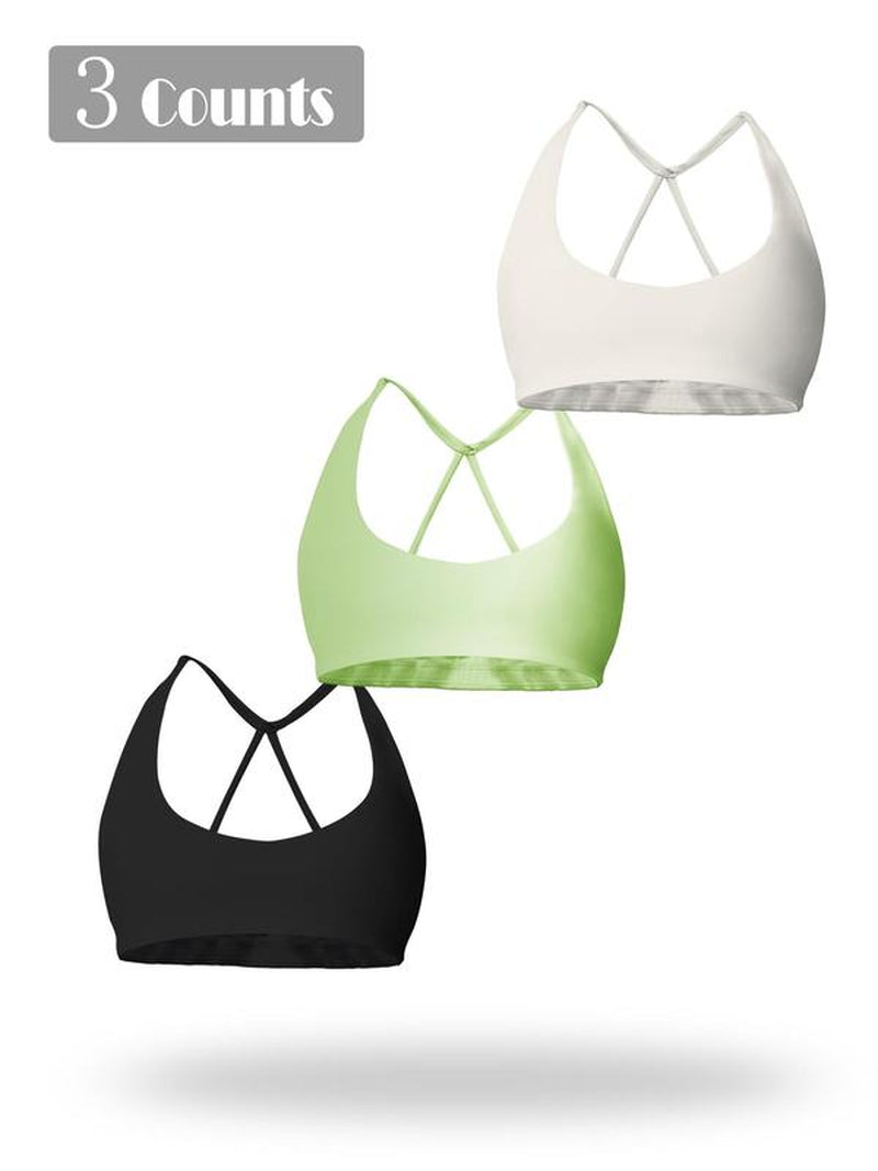 Women'S Solid Wireless Sports Bra, Breathable Comfortable Sports Bra, Gym Clothes, Pickleball Tennis Bras, Ladies Sportswear for Indoor Outdoor Wear, Sports Bra for Women, Workout Clothes Women