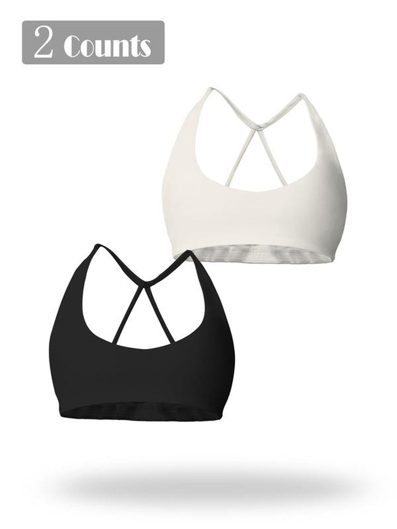 Women'S Solid Wireless Sports Bra, Breathable Comfortable Sports Bra, Gym Clothes, Pickleball Tennis Bras, Ladies Sportswear for Indoor Outdoor Wear, Sports Bra for Women, Workout Clothes Women