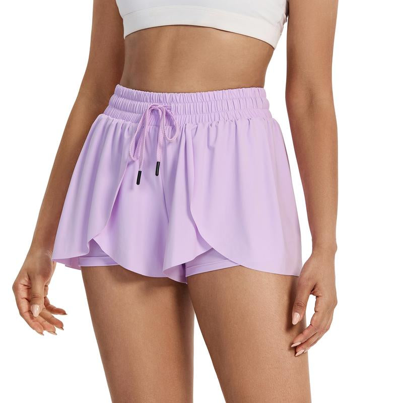 Flowy Running Shorts for Women Gym Yoga Athletic Workout Active Wear Tennis Skirt Skort with Pockets Butterfly Sweat Pants Spandex Cheer Skort Teen Girls Cute Trendy Clothes Summer