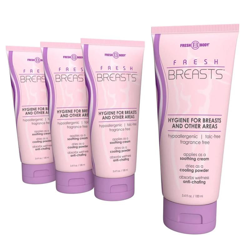 Fresh Breasts Anti-Chafing Cream to Powder for under Boobs, Inner Thighs - Lotion Made without Talc, Aluminum, Parabens or Added Fragrance Body Care Cosmetic
