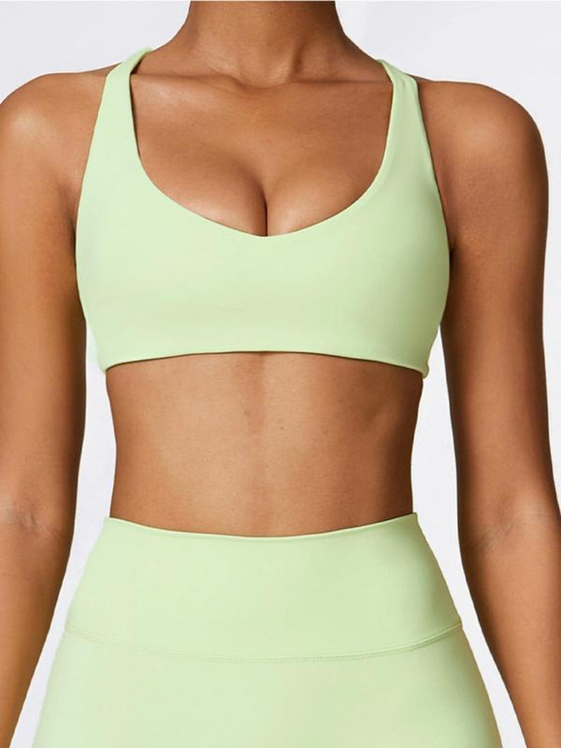 Women'S Solid Wireless Sports Bra, Breathable Comfortable Sports Bra, Gym Clothes, Pickleball Tennis Bras, Ladies Sportswear for Indoor Outdoor Wear, Sports Bra for Women, Workout Clothes Women