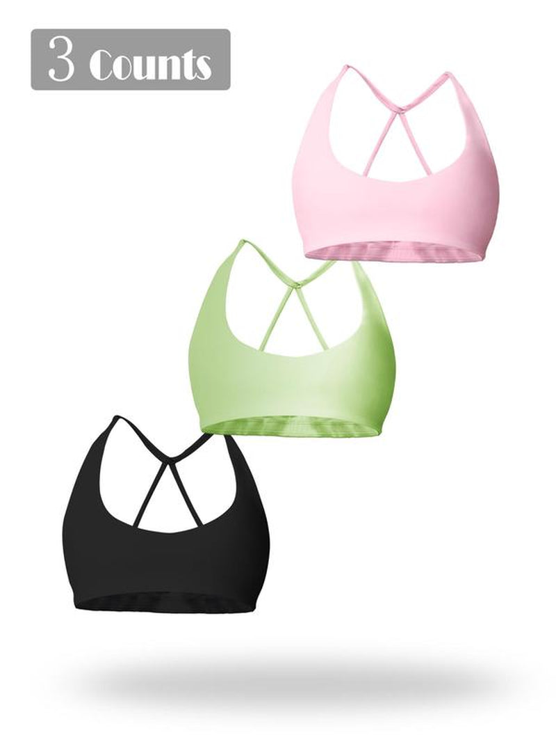 Women'S Solid Wireless Sports Bra, Breathable Comfortable Sports Bra, Gym Clothes, Pickleball Tennis Bras, Ladies Sportswear for Indoor Outdoor Wear, Sports Bra for Women, Workout Clothes Women