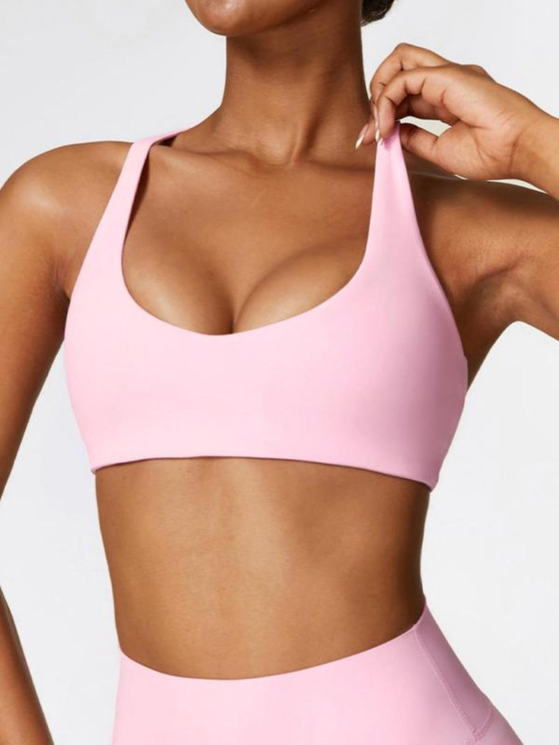 Women'S Solid Wireless Sports Bra, Breathable Comfortable Sports Bra, Gym Clothes, Pickleball Tennis Bras, Ladies Sportswear for Indoor Outdoor Wear, Sports Bra for Women, Workout Clothes Women