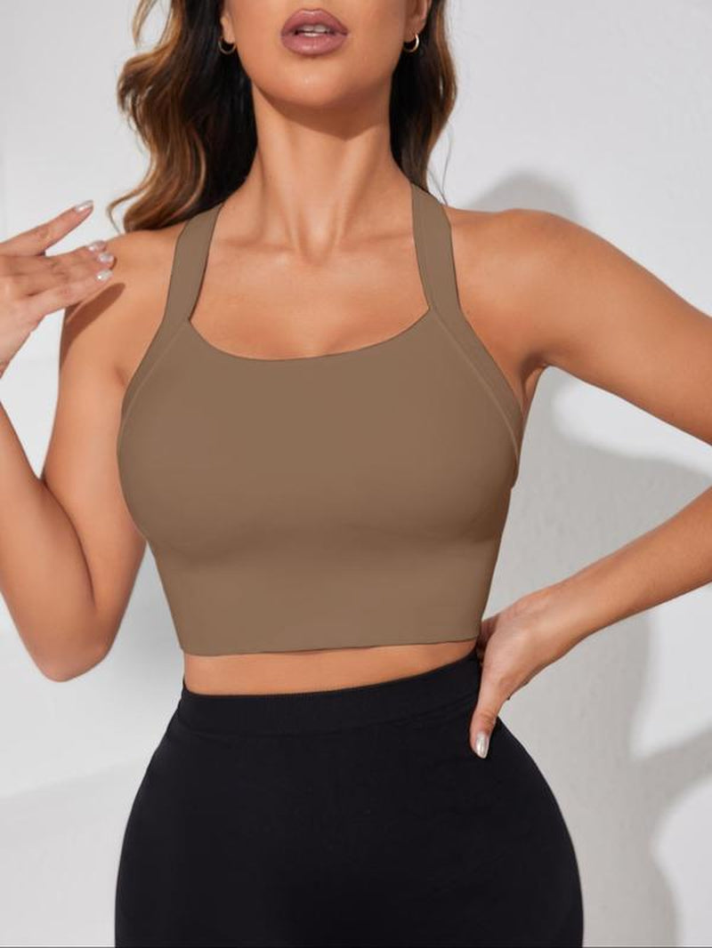 Women'S Criss Cross Cut Out Sports Vest, Solid Color Sleeveless Sports Top for Yoga Gym Workout, Ladies Sportswear Clothing for Indoor Outdoor Wear, Gym Wear, Gym Tops, Activewear