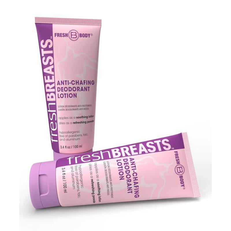 Fresh Breasts Anti-Chafing Cream to Powder for under Boobs, Inner Thighs - Lotion Made without Talc, Aluminum, Parabens or Added Fragrance Body Care Cosmetic