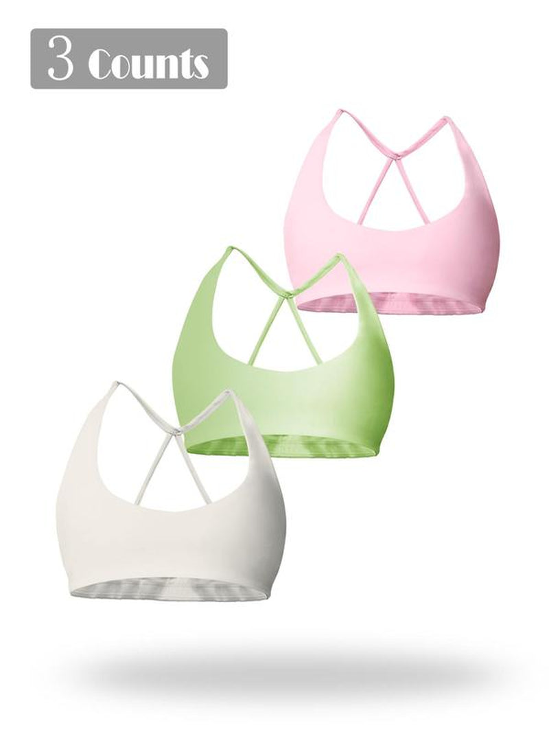 Women'S Solid Wireless Sports Bra, Breathable Comfortable Sports Bra, Gym Clothes, Pickleball Tennis Bras, Ladies Sportswear for Indoor Outdoor Wear, Sports Bra for Women, Workout Clothes Women