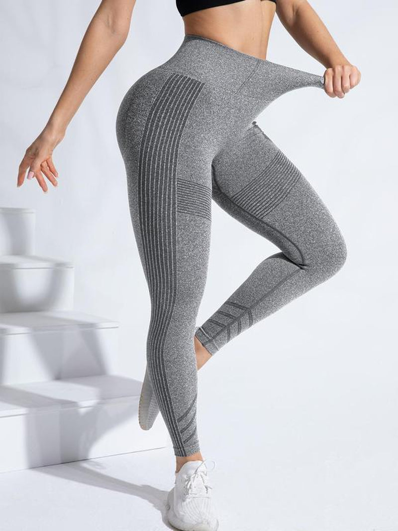 Women'S Solid High Waist Sports Yoga Legging Pants, High Stretch Seamless Skinny Workout Leggings, Gym Clothes, High Rise Tummy Control Sporty Yoga Leggings, Ladies Sportswear, Tight Leggings, Compression Pants